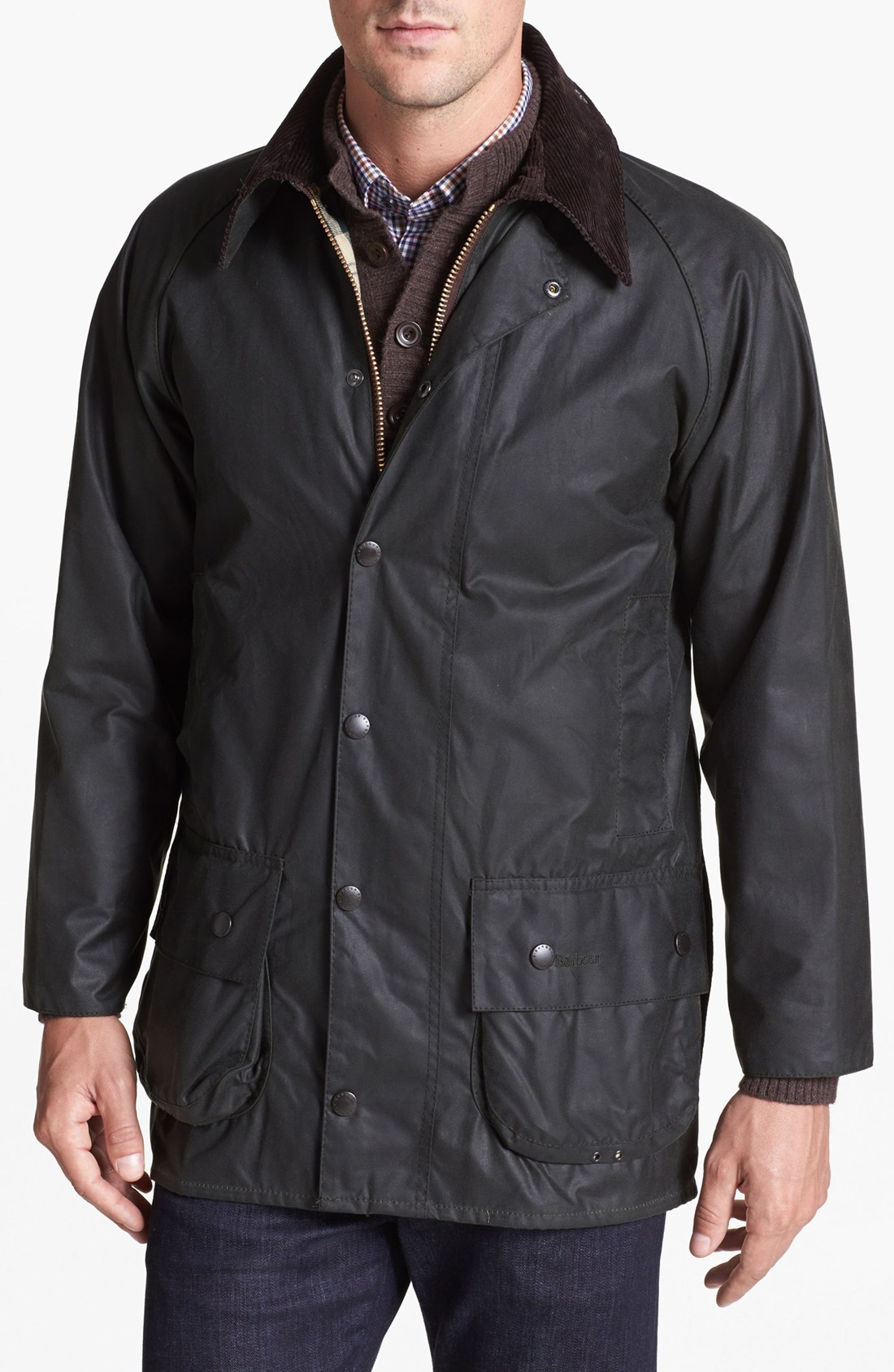 Barbour Beaufort Waxed Cotton Jacket in Black for Men (sage) | Lyst