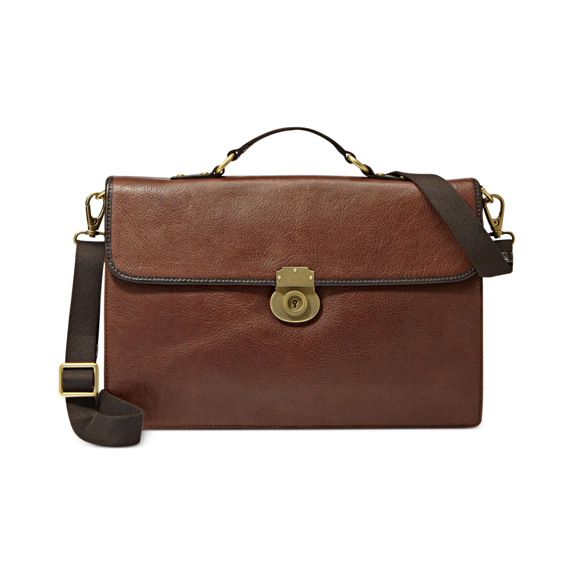 Fossil Estate Leather Portfolio Briefcase in Brown for Men (DARK BROWN ...