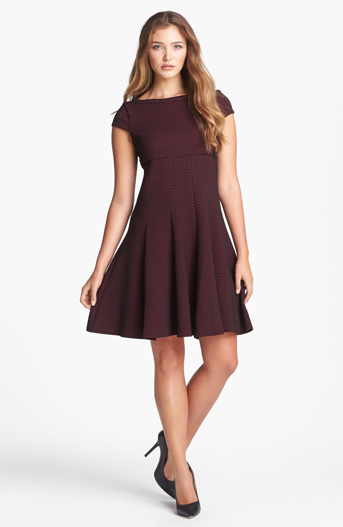 Taylor Dresses Dot Pattern Fit Flare Dress in Red (Red/ Black) | Lyst