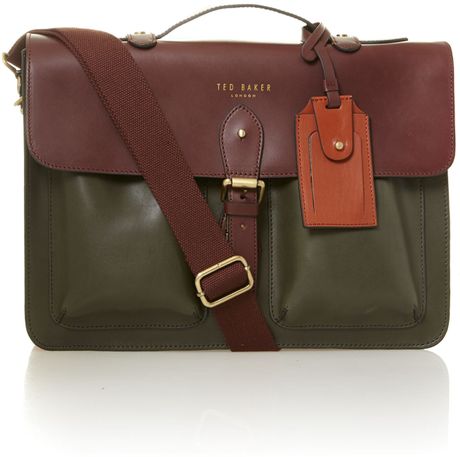 Ted Baker Mixed Leather Satchel Bag in Multicolor for Men (Deep Red) | Lyst