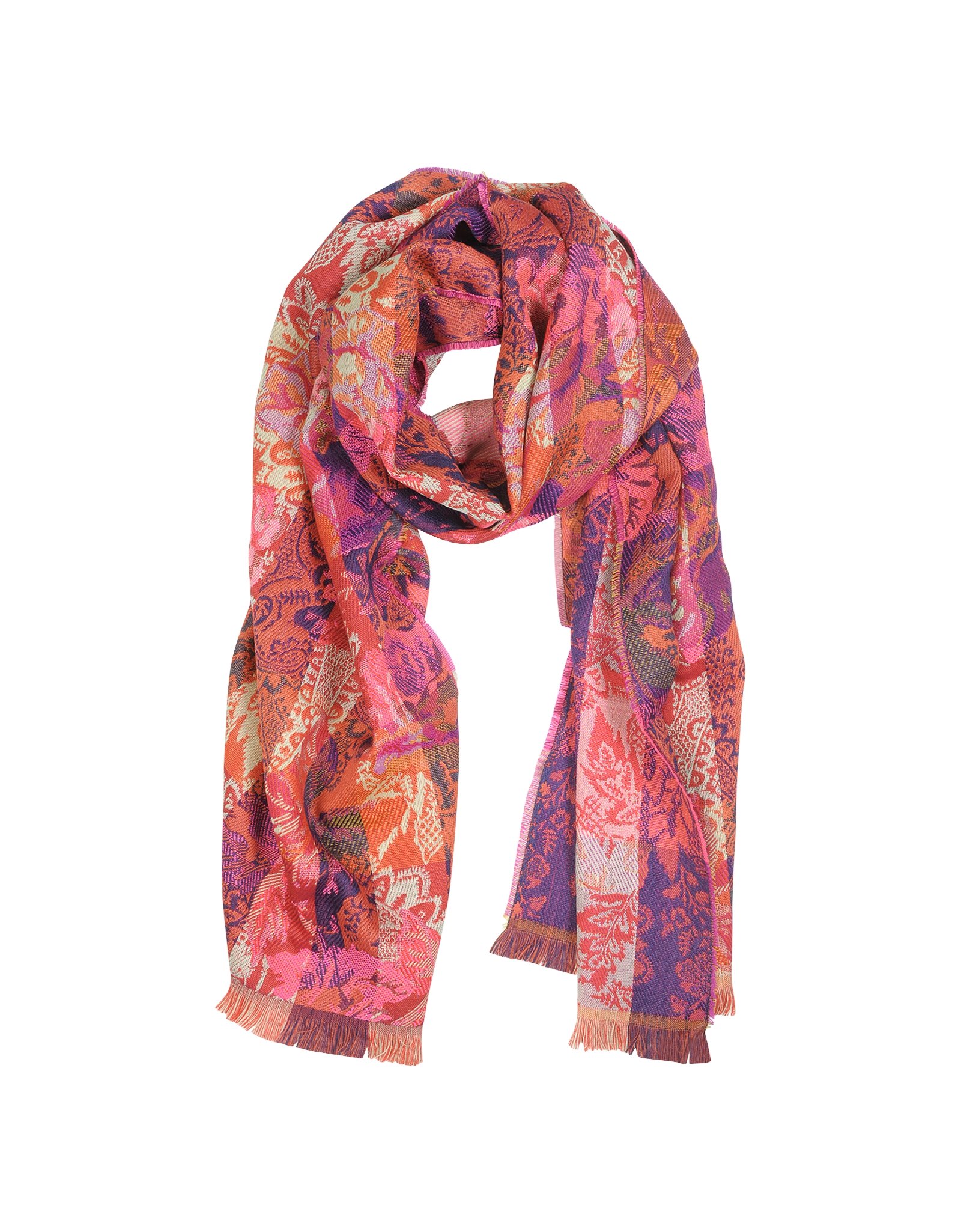 Kenzo Metisse Multicolor Floral Wool and Silk Womens Long Scarf in Red ...