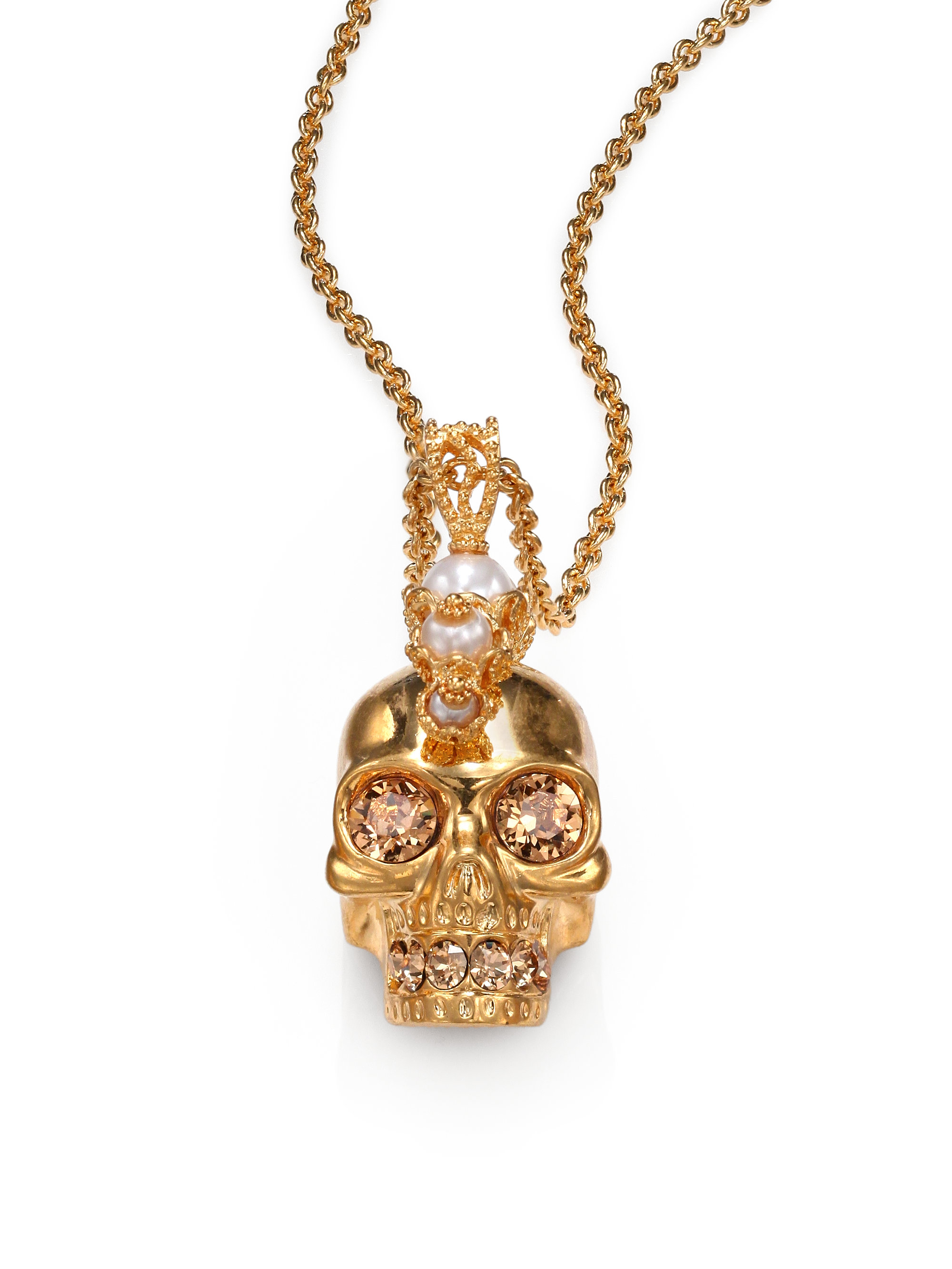 Lyst - Alexander Mcqueen Victorian Skull Pendant Necklace in Metallic ...