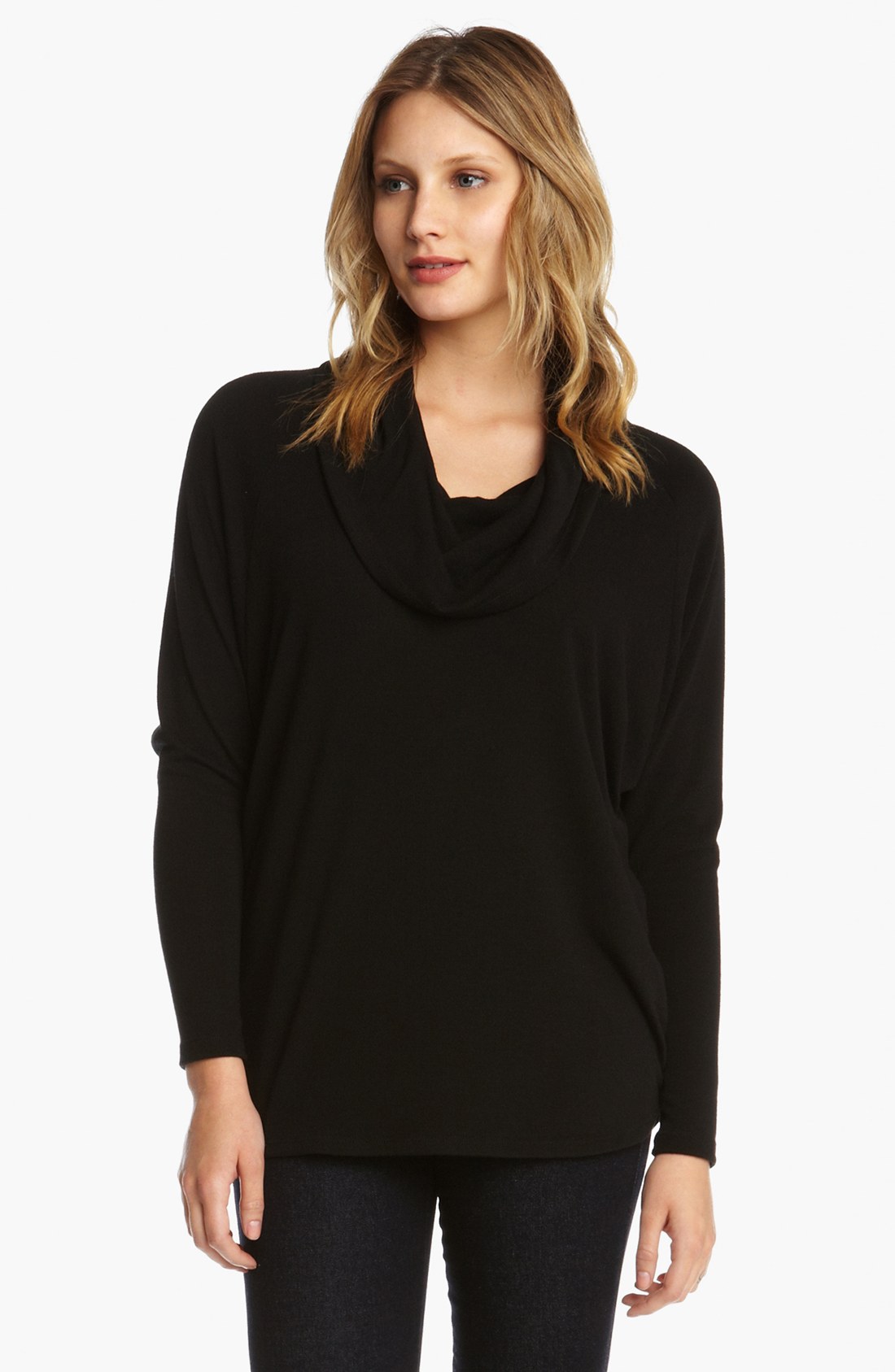 Karen Kane Dolman Sleeve Cowl Neck Sweater in Black | Lyst