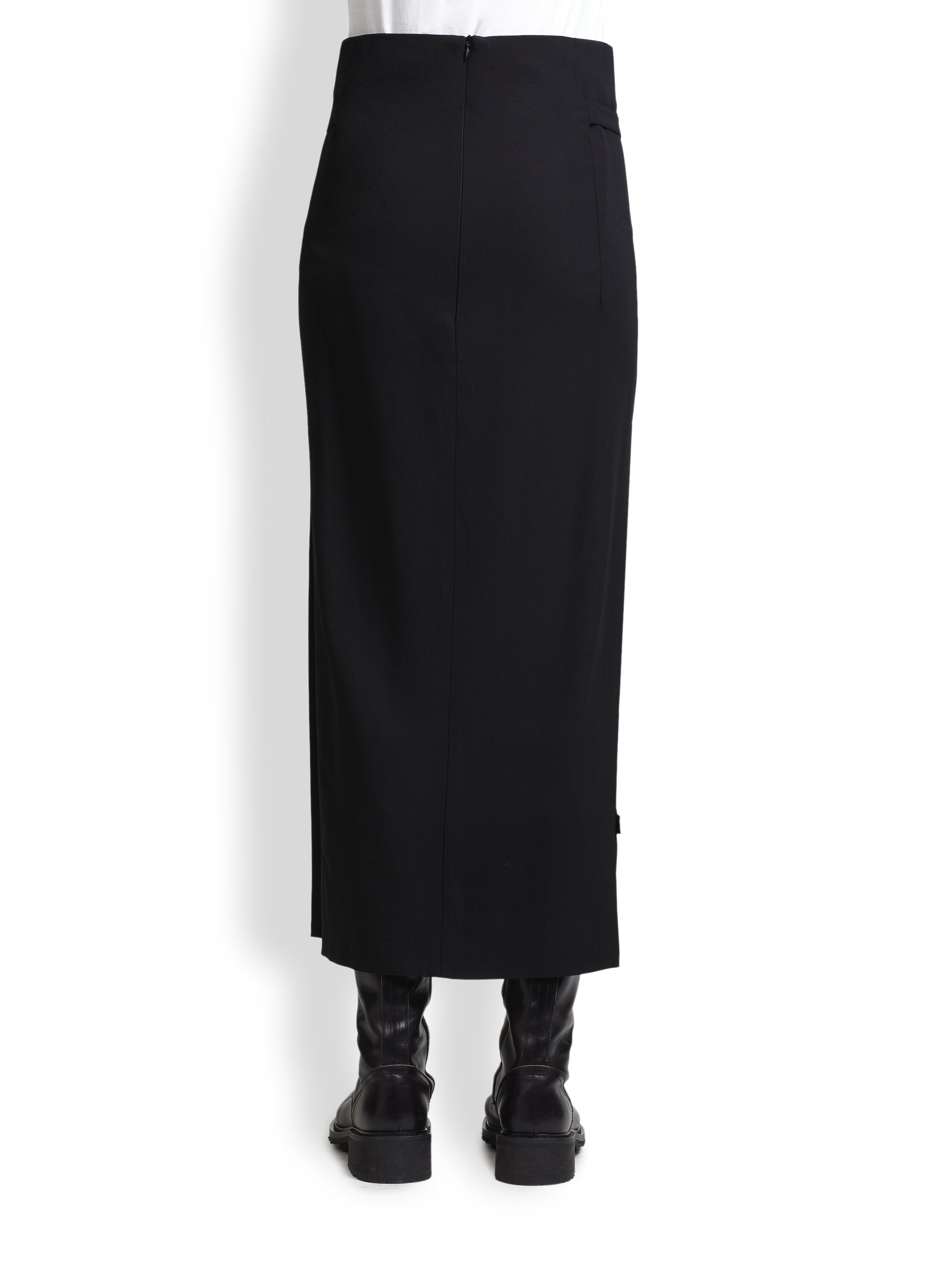 Lyst - Ann Demeulemeester Belted Maxi Skirt in Black