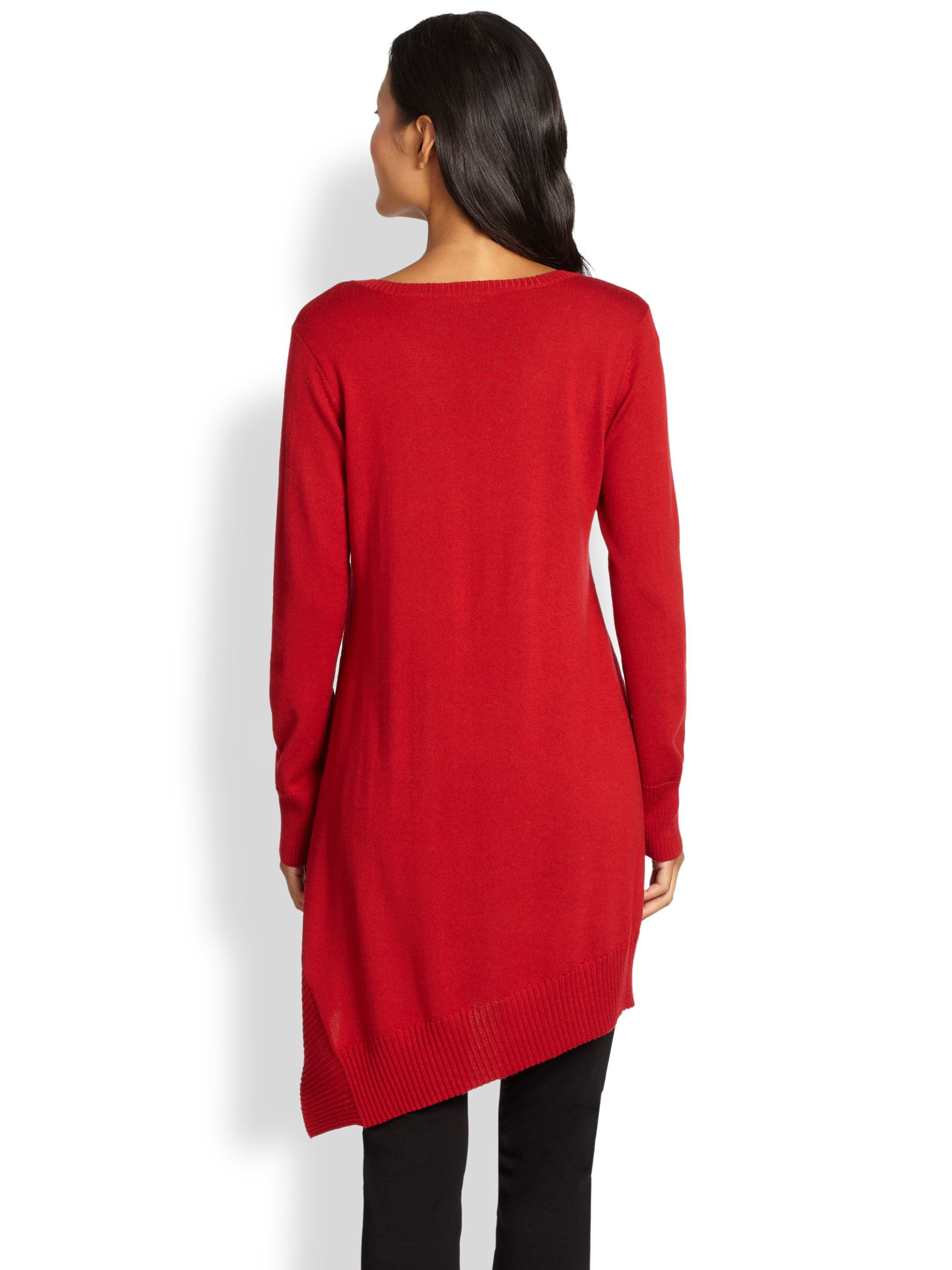 Eileen fisher Asymmetric Merino Wool Tunic in Red | Lyst