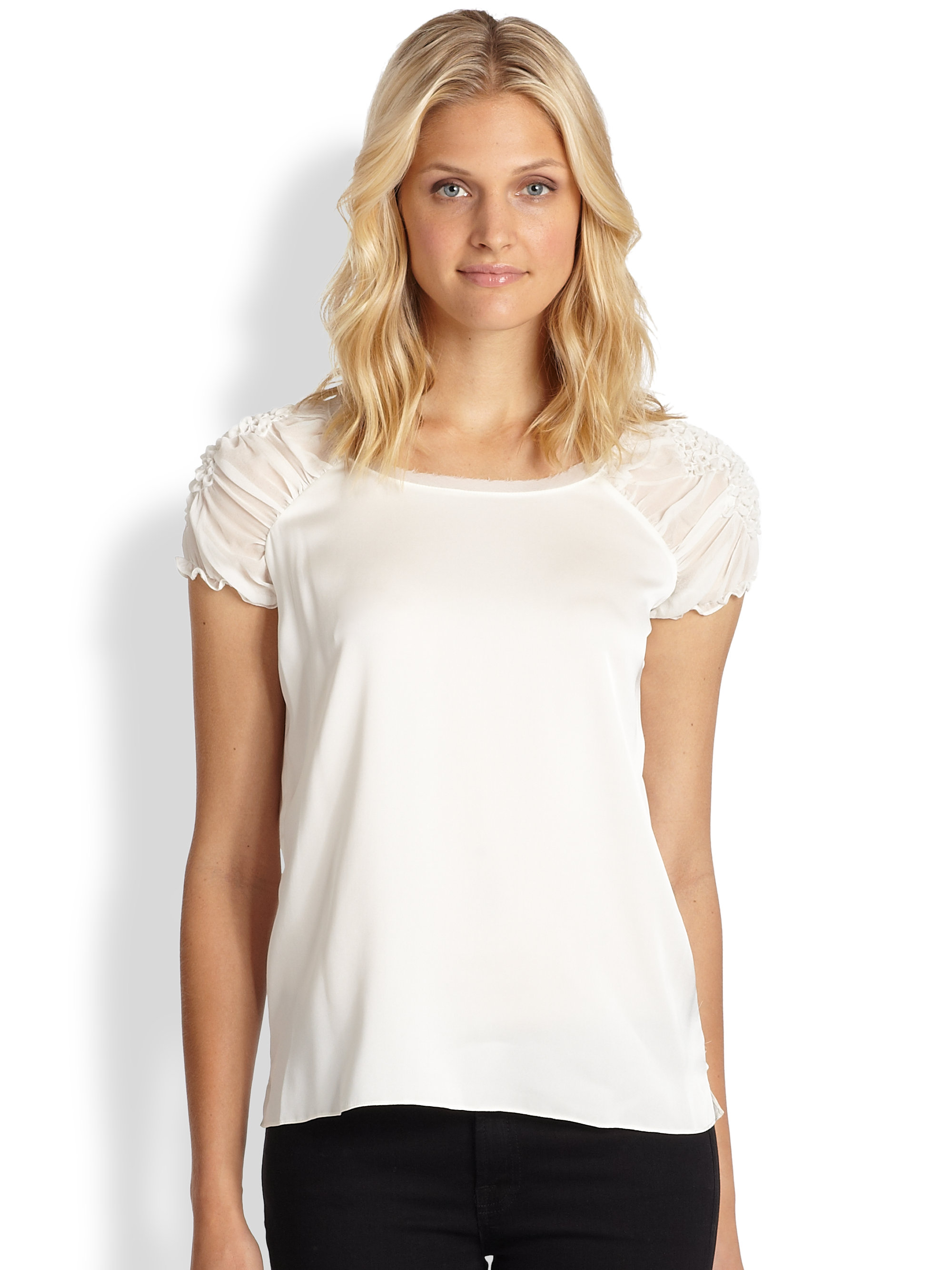 Lyst - Elie tahari Lucy Blouse in White