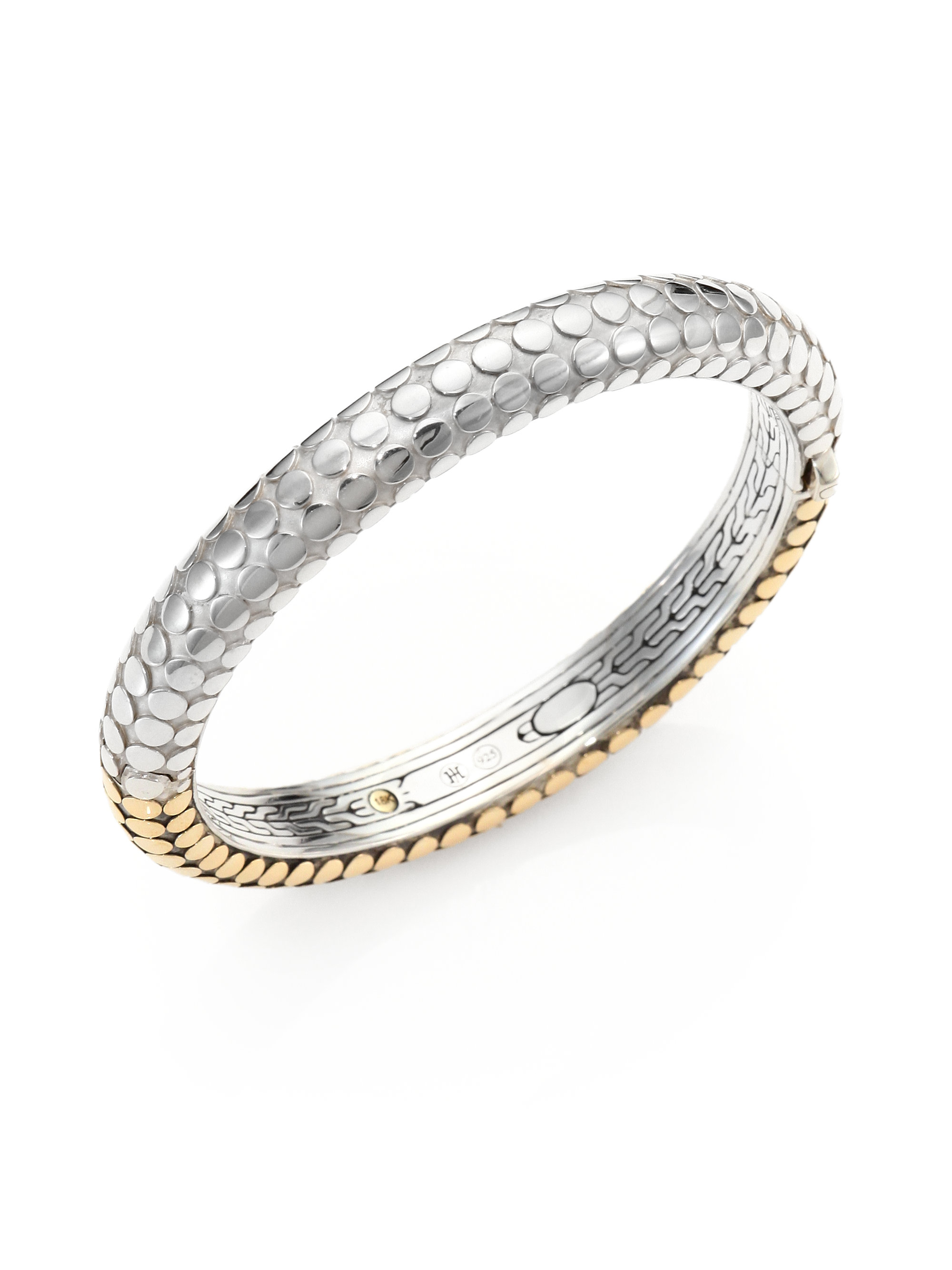 John hardy 18k Gold Sterling Silver Dot Bangle Bracelet in Metallic Lyst