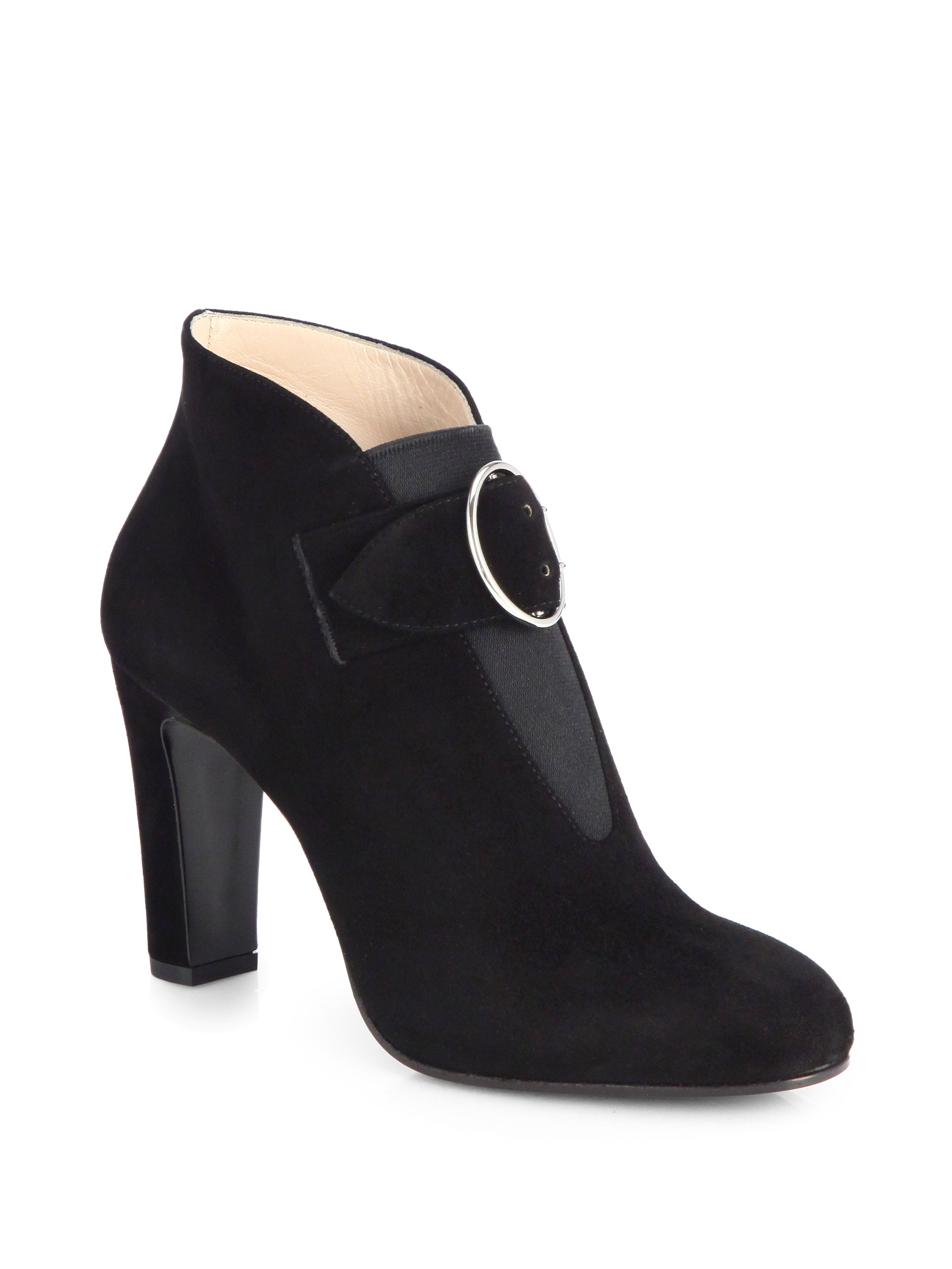 Prada Suede Buckle Ankle Boots in Black (NERO-BLACK) | Lyst
