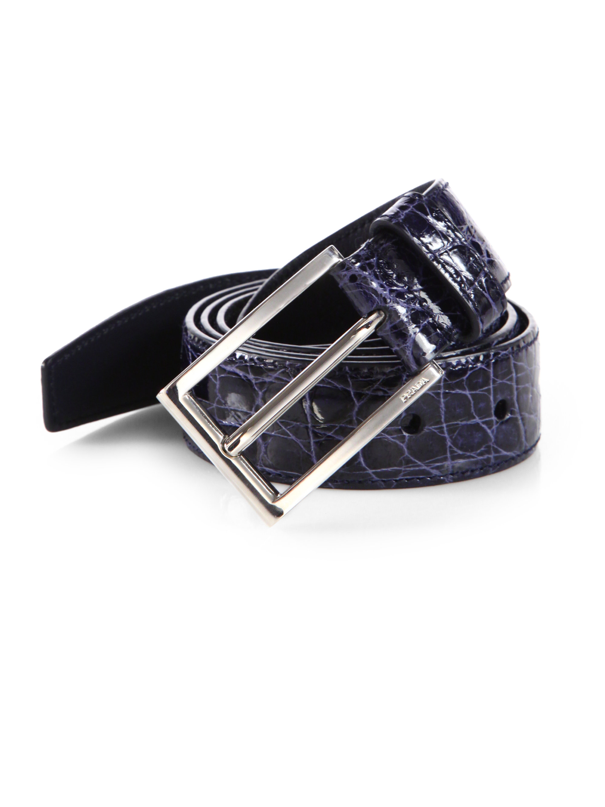 Prada Crocodile Belt in Black for Men (OCEAN BLUE) | Lyst  