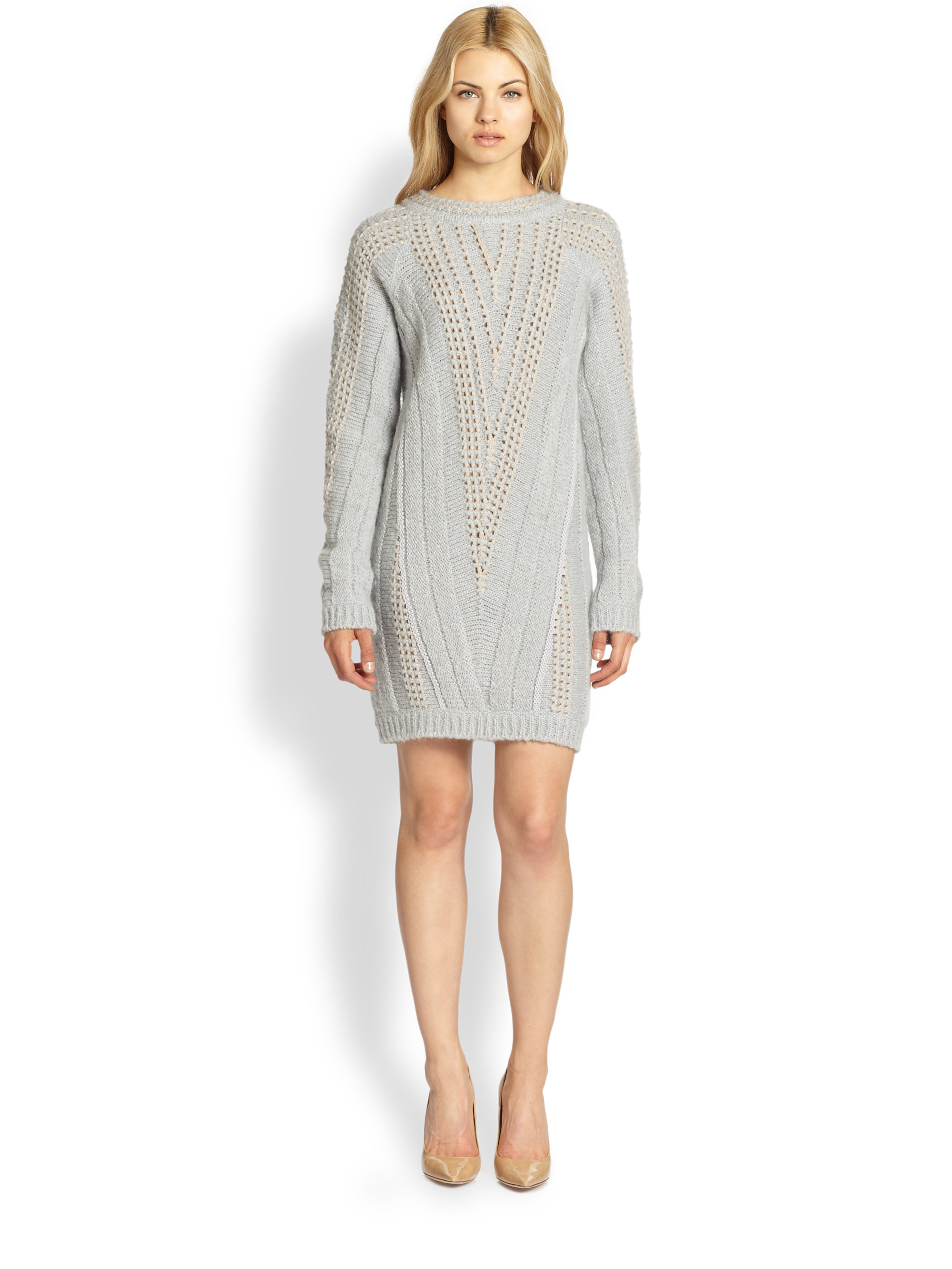 grey ribbed sweater dress