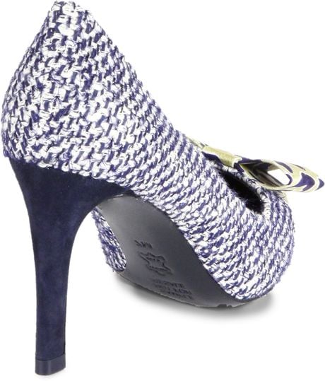 Tory Burch Cleo Glitter Tweed Pumps in Blue (NAVY LEOPARD) | Lyst