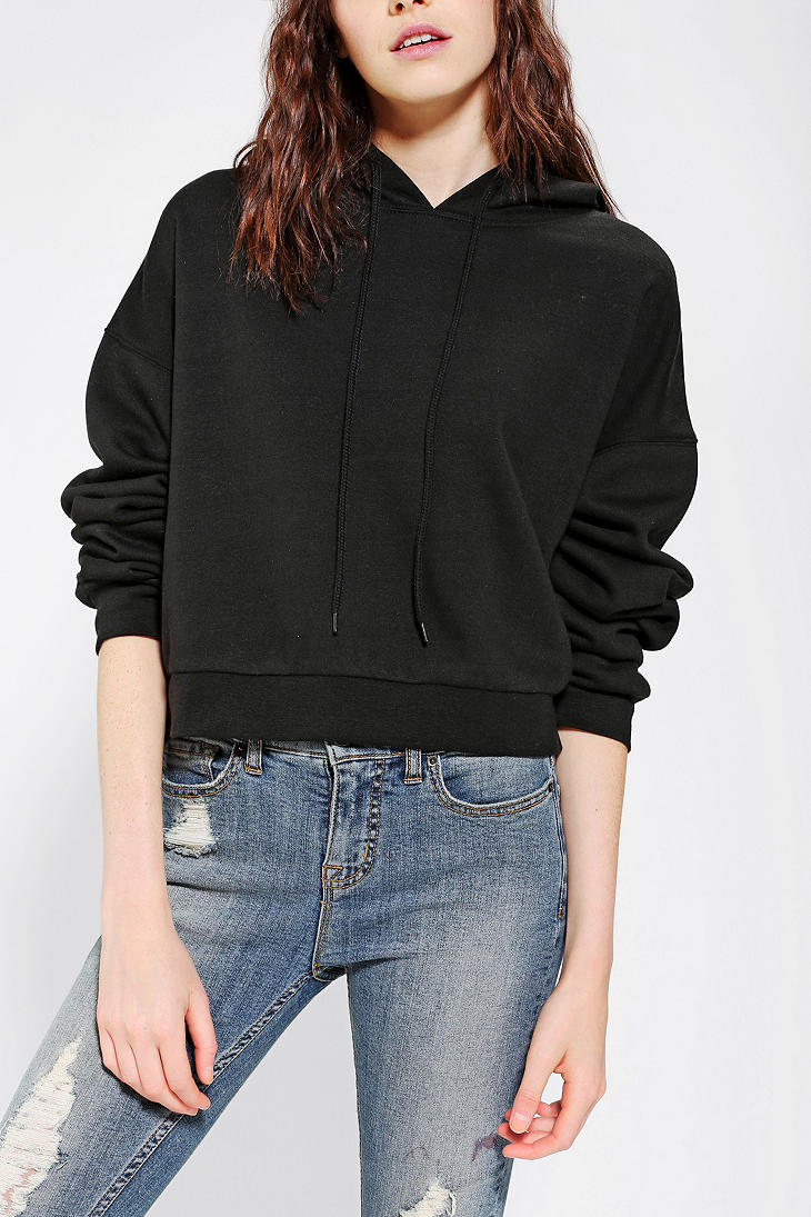 Lyst - Urban outfitters Bdg Cropped Hoodie Sweatshirt in Black