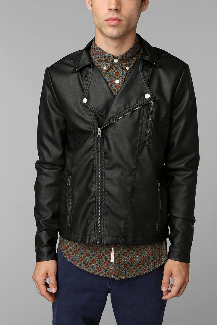 Urban Outfitters Leather Moto Jacket in Black for Men | Lyst