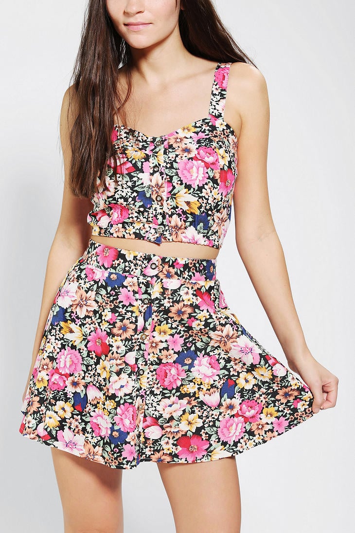 Lyst - Urban Outfitters Reverse Floral Twopiece Skirt Set in Black