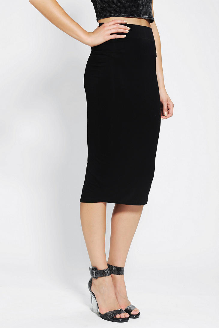 Urban outfitters Kat Knit Midi Skirt in Black | Lyst
