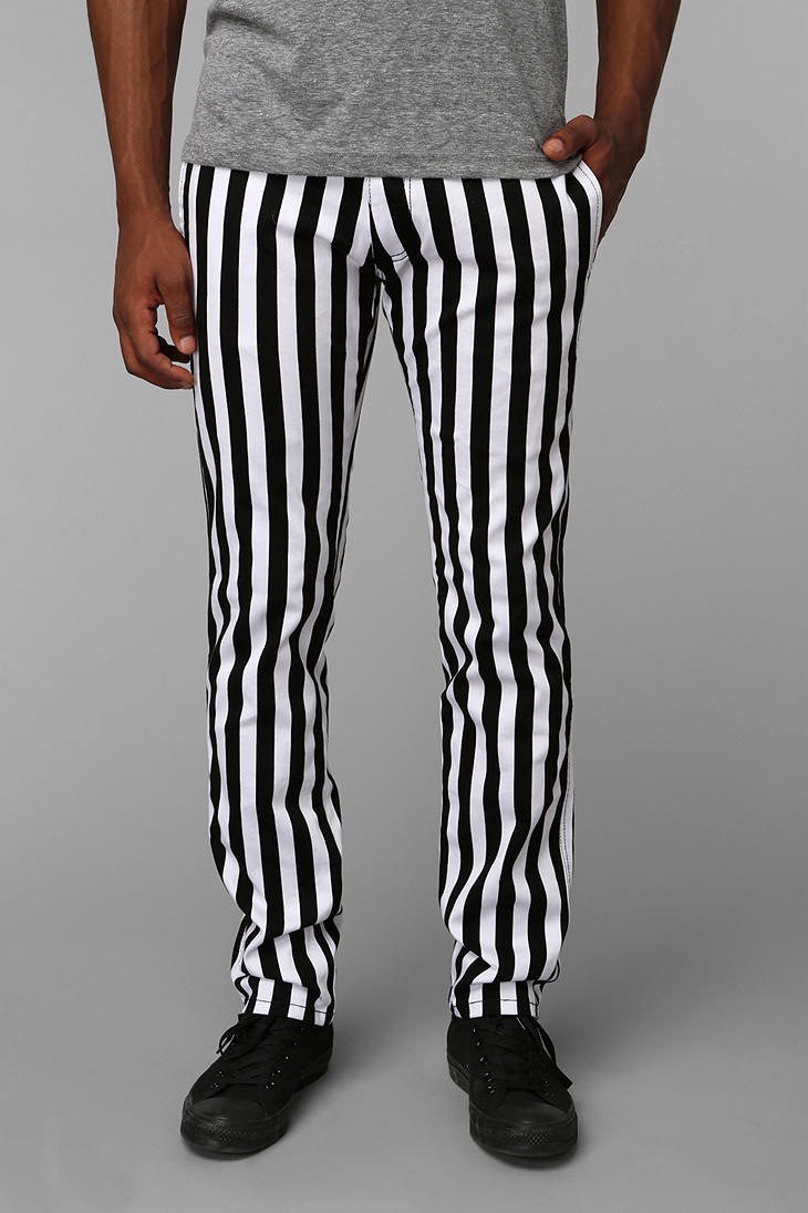 mens black and white horizontal striped pants