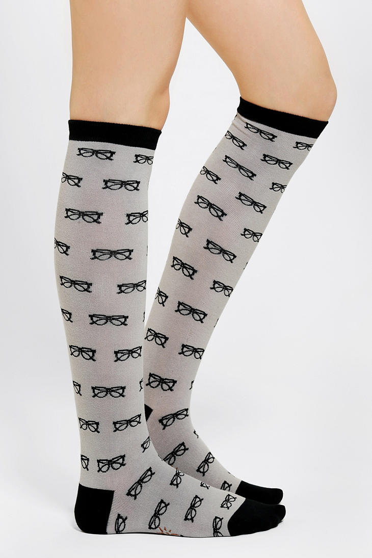 black and grey knee high socks