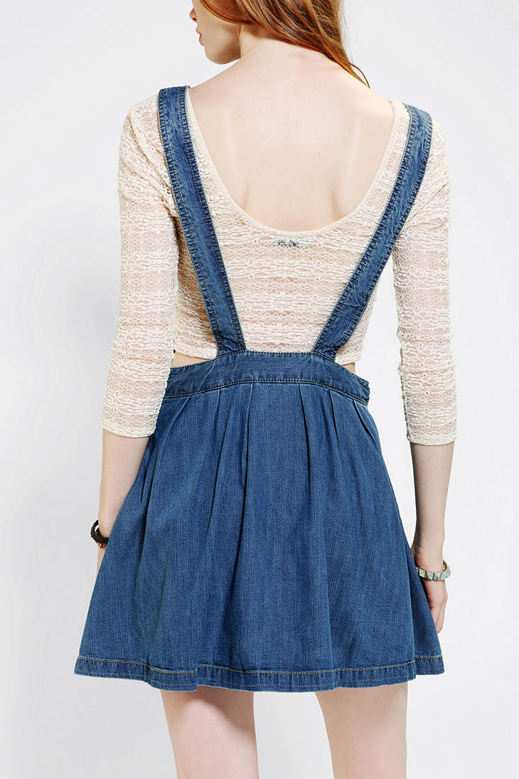 Urban Outfitters Coincidence Chance Pleated Denim Overall Skirt in ...