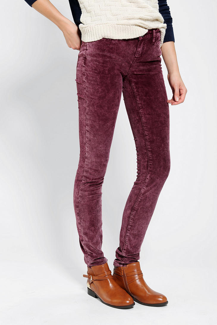 Lyst - Urban Outfitters Bdg Acidwash Cigarette Midrise Corduroy Pant in Red