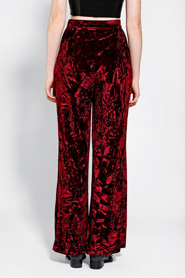 Urban outfitters Staring At Stars Wideleg Crushed Velvet Pants in Brown ...