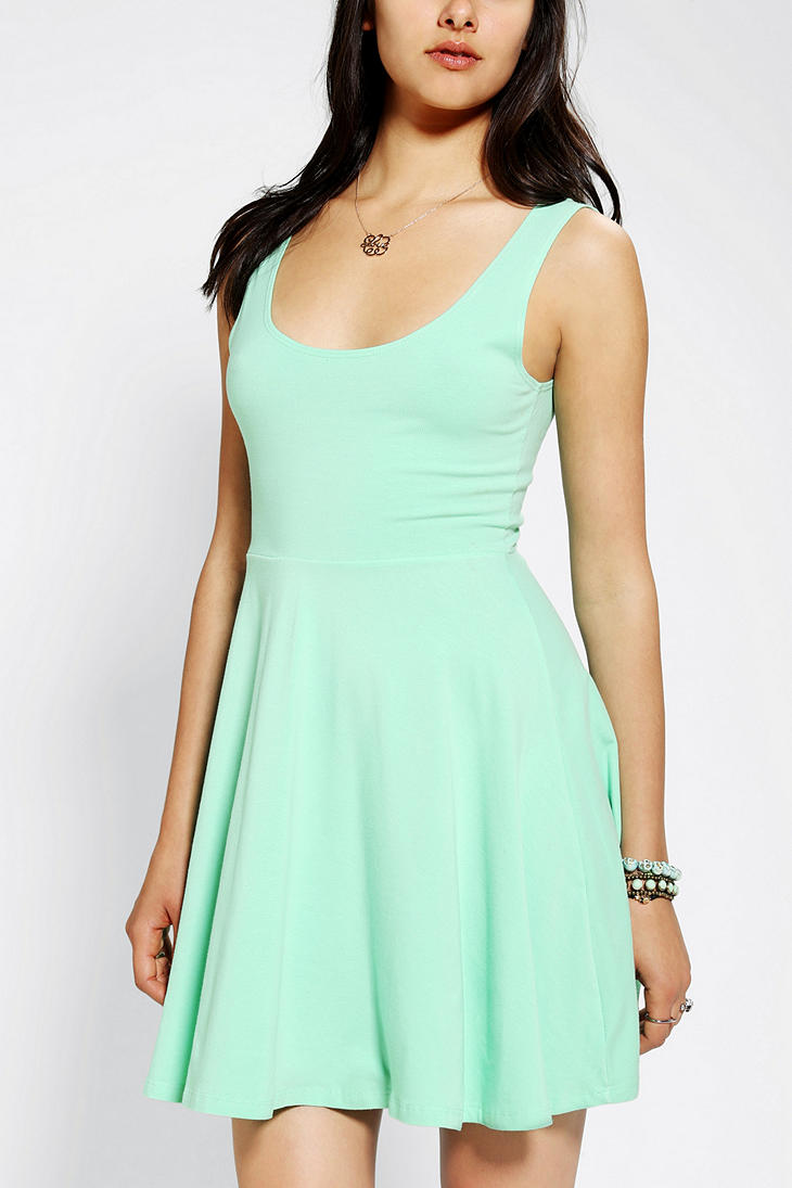 Lyst Sparkle & Fade Knit Skater Dress in Green