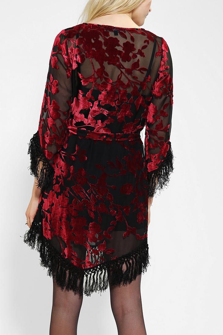 Lyst Urban Outfitters For Love Lemons Near Dark Velvet Fringe Dress