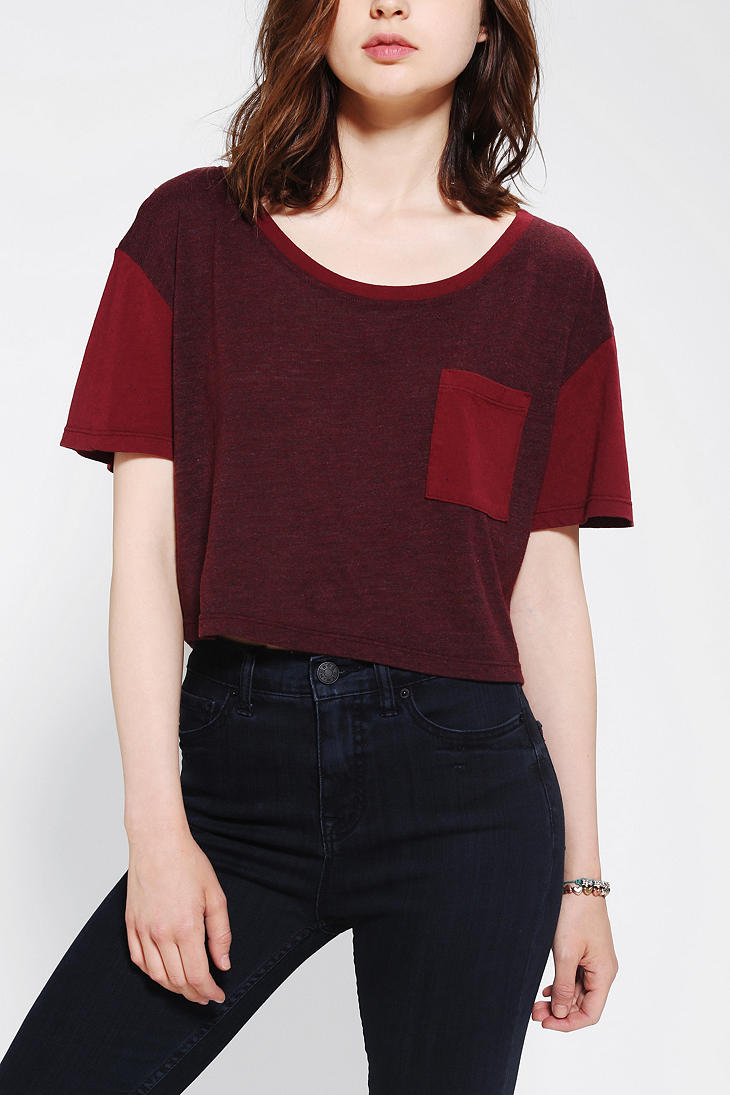 Urban outfitters Truly Madly Deeply Colorblock Cropped Top in Red | Lyst