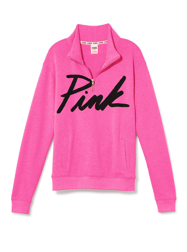 Victoria's Secret Boyfriend Half Zip Pullover in Pink | Lyst