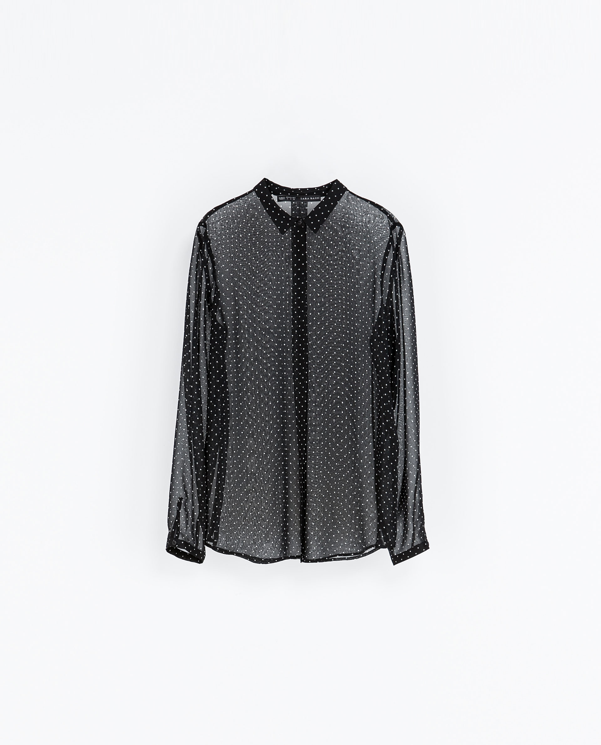 Zara Polka Dot Sheer Blouse in Black (Black / Ecru) | Lyst