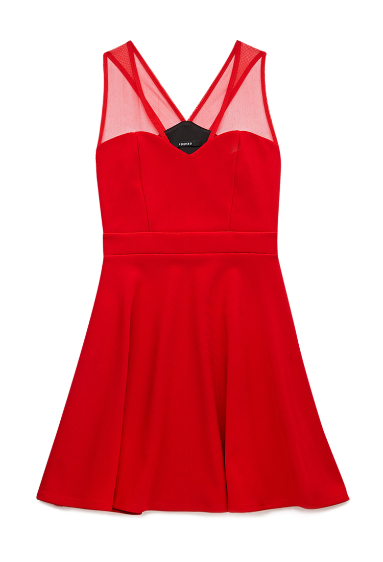 Forever 21 Fancy Mesh Dress in Red | Lyst