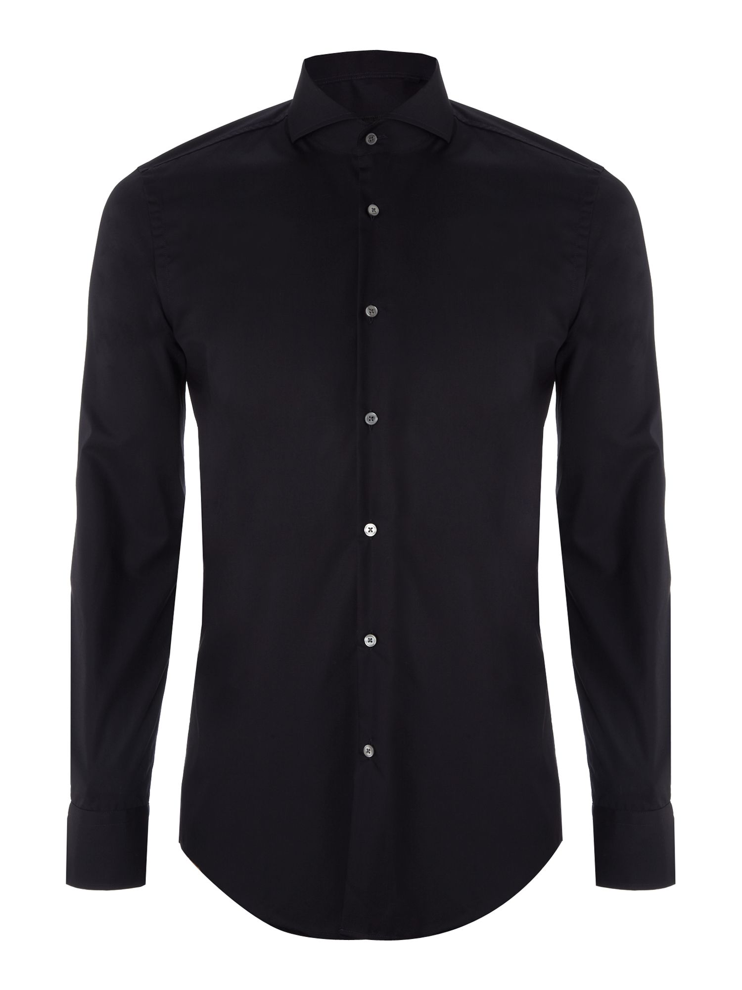 Hugo Boss Fine Cotton Cut Away Collar Long Sleeved Shirt in Black for ...
