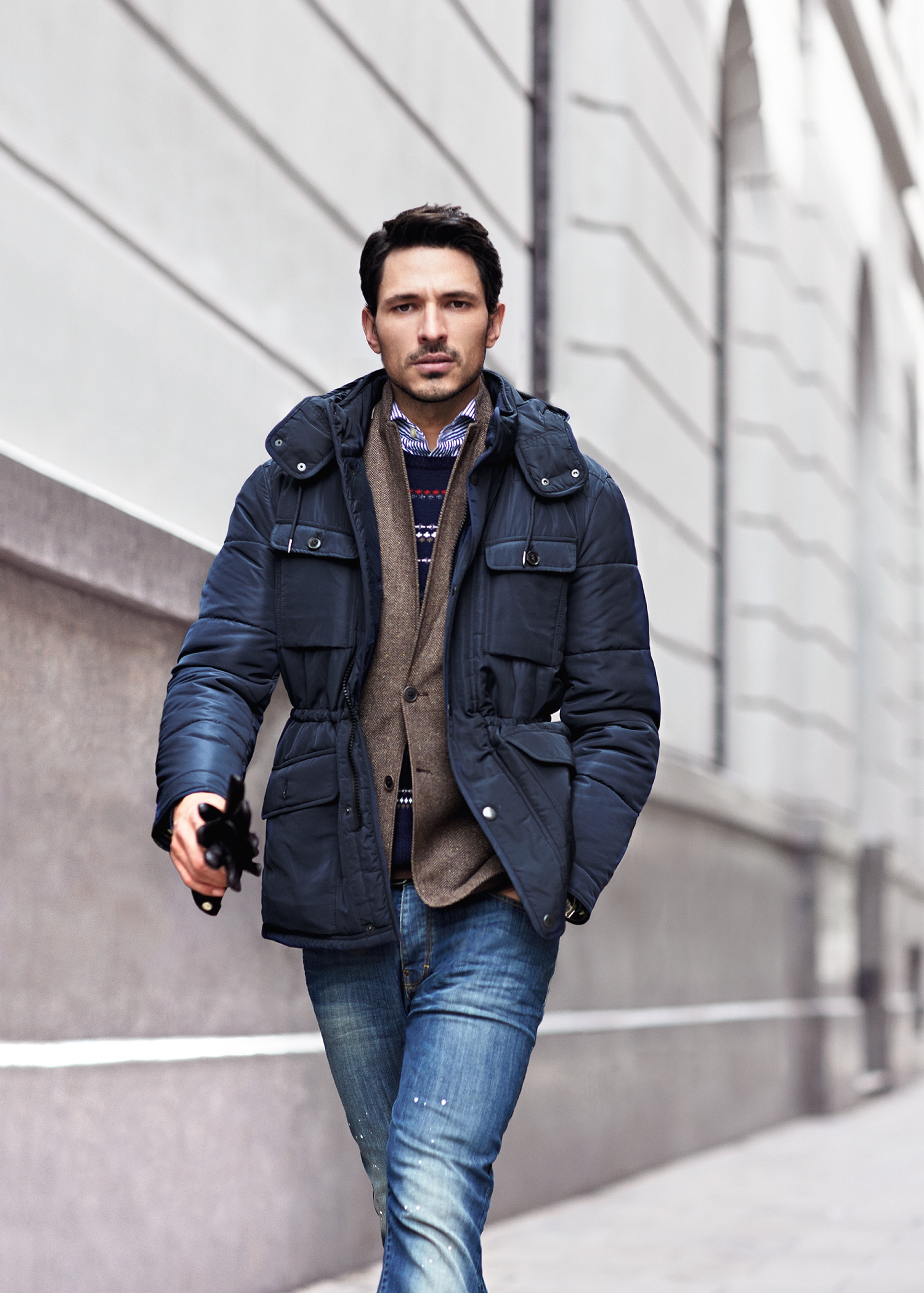 Lyst - Mango Detachable Hood Quilted Coat in Blue for Men