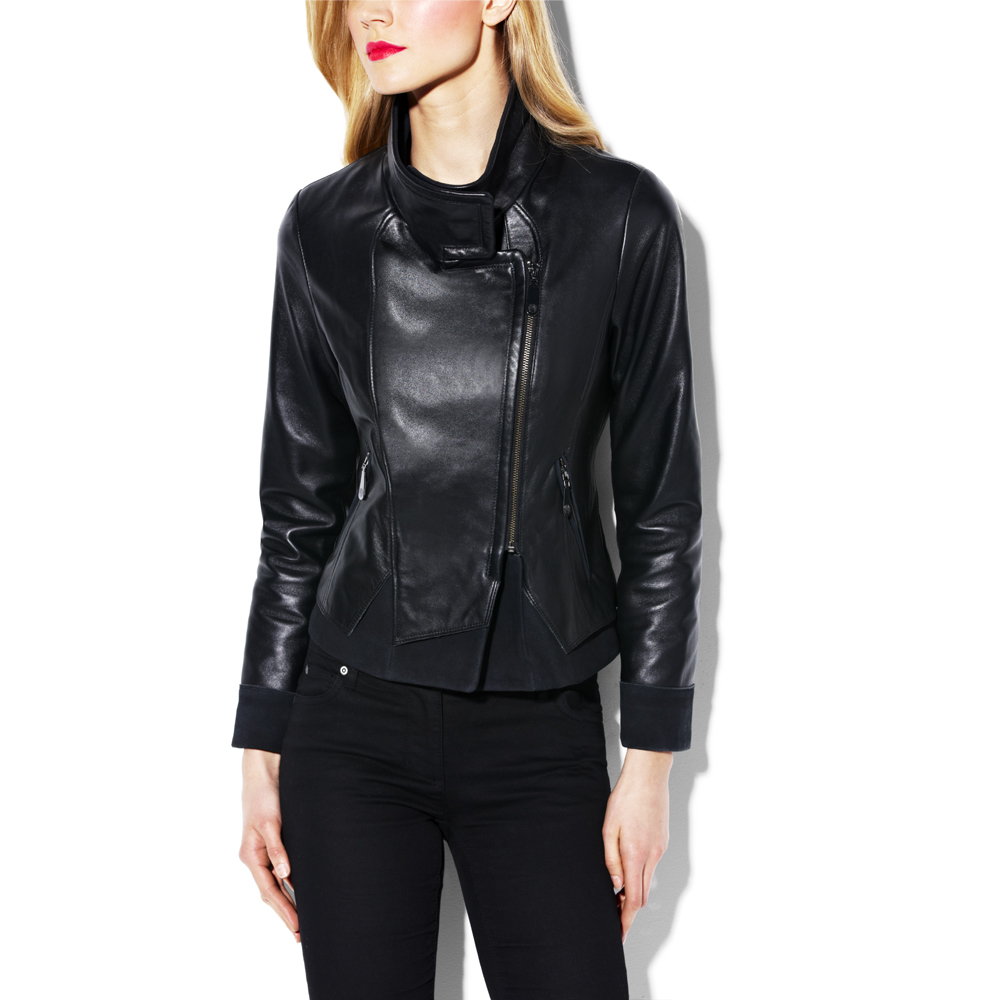 Vince Camuto Asymmetrical Leather Jacket in Black | Lyst