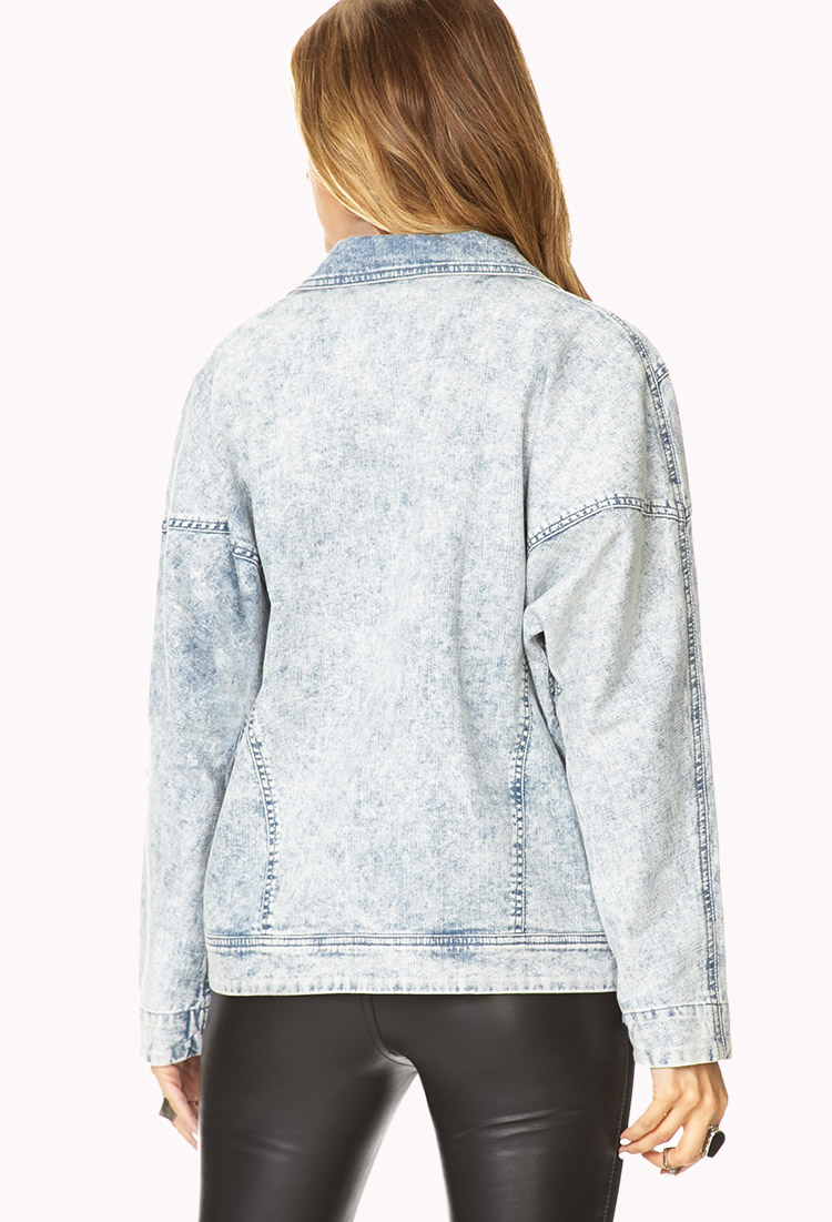 Lyst Forever 21 Contemporary Life In Progress™ Acid Wash Jacket in Blue