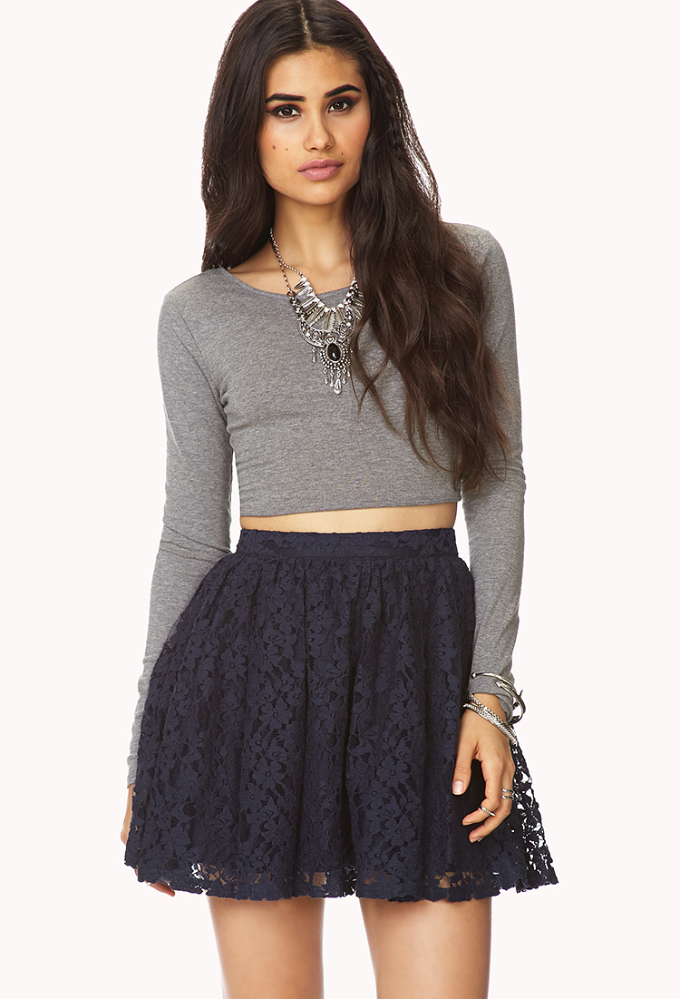 Lyst - Forever 21 Romantic Floral Lace Skirt in Blue