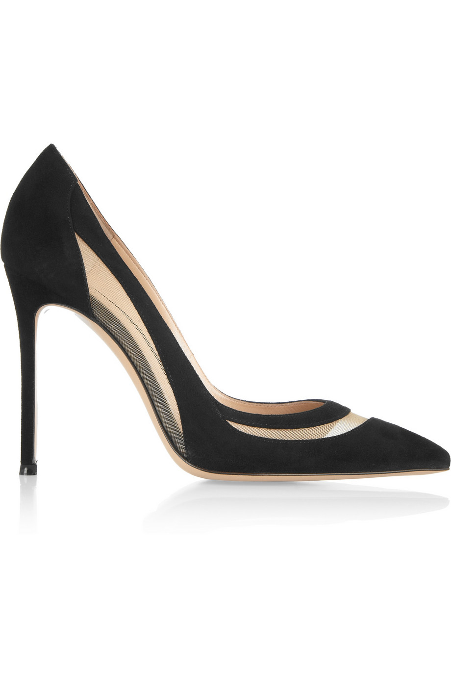 Gianvito rossi MeshPaneled Suede Pumps in Black Lyst