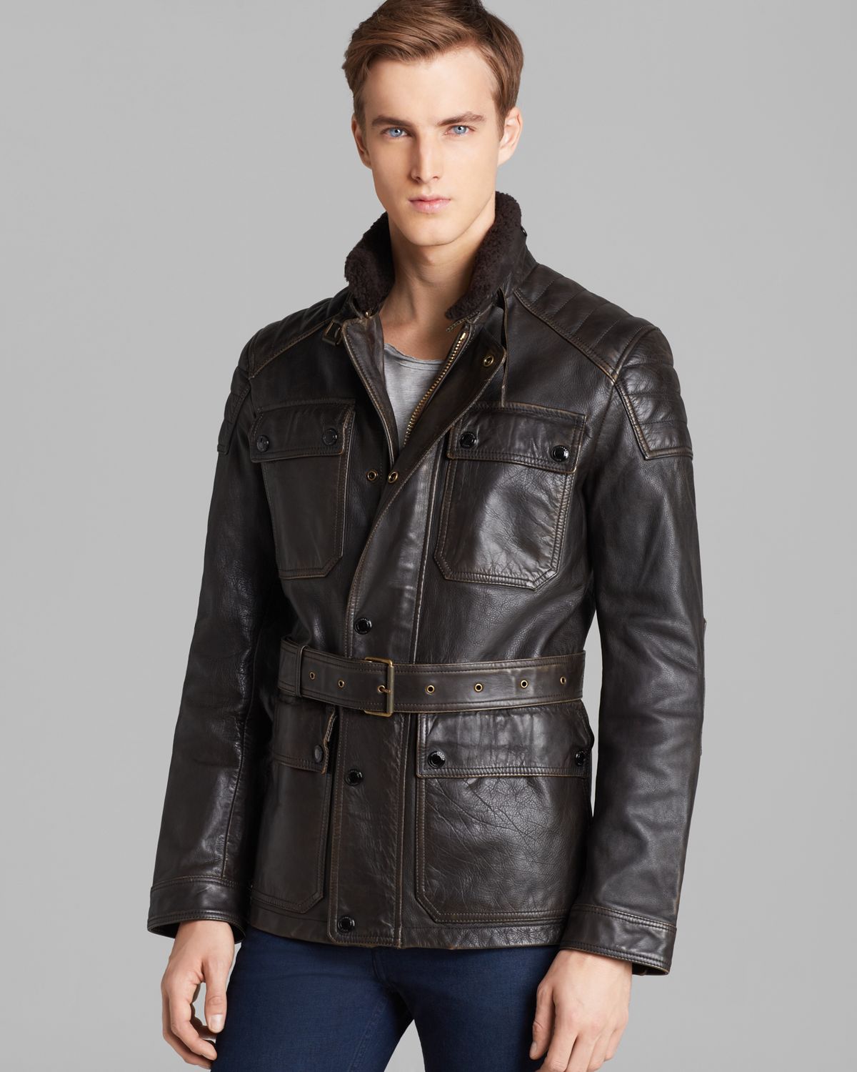 Burberry Brit Stonegate Leather Field Jacket in Black for Men | Lyst