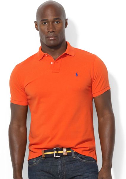 Ralph Lauren Shorts Sleeve Cotton Mesh Polo in Orange for Men (Elite ...