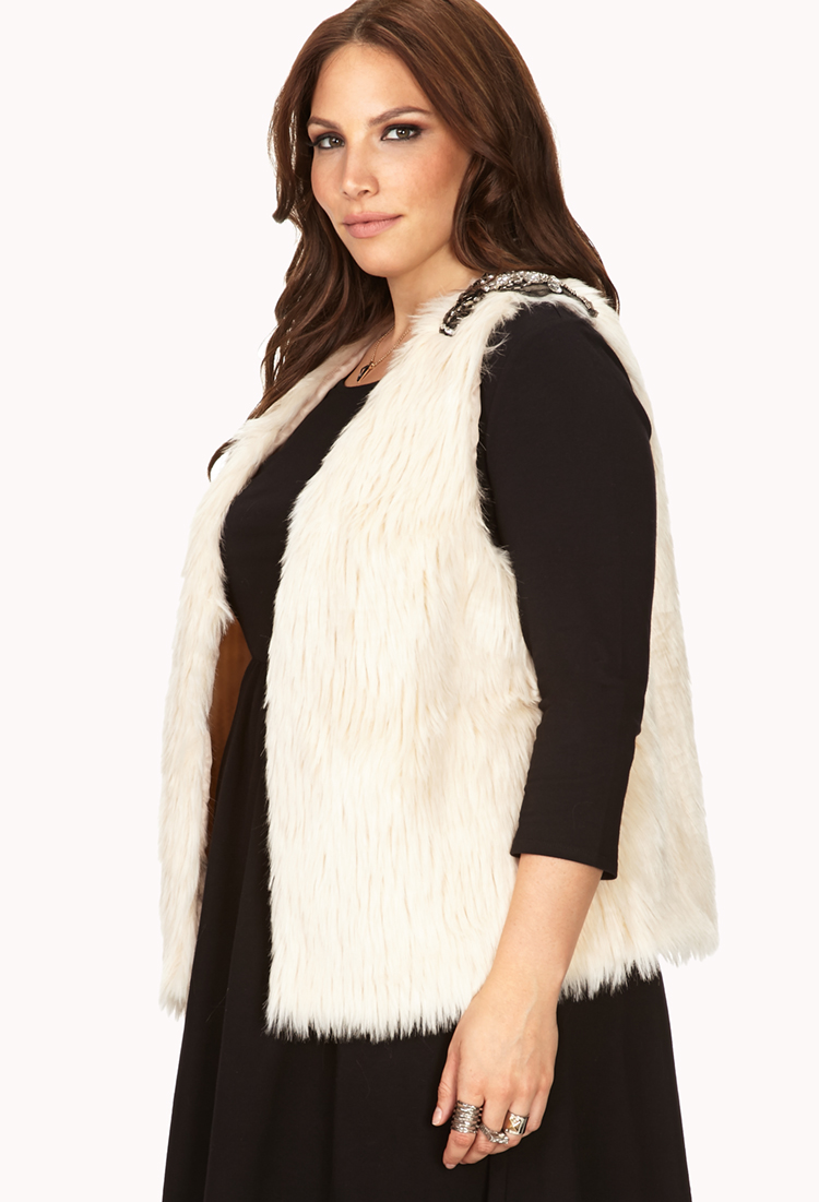 Lyst Forever 21 Plus Size Glam Embellished Faux Fur Vest You've Been