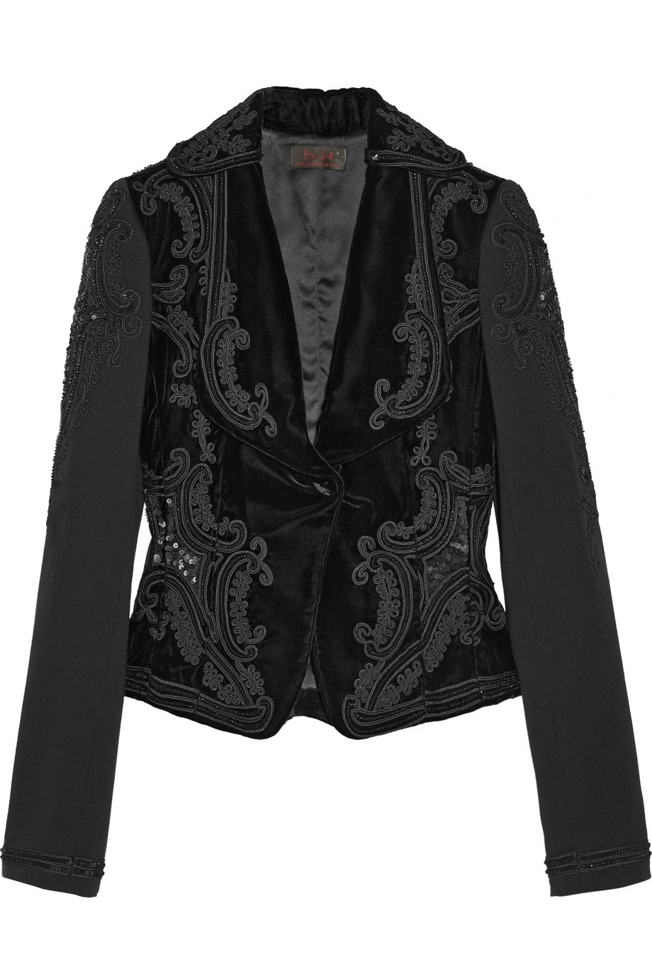 Lyst - L'Wren Scott Embellished Jersey Sleeved Velvet Jacket in Black
