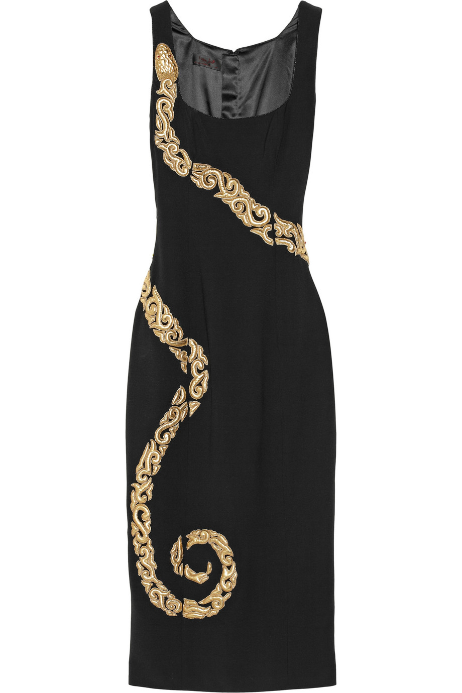 L'wren scott Snake Appliquéd Crepe Dress in Black | Lyst