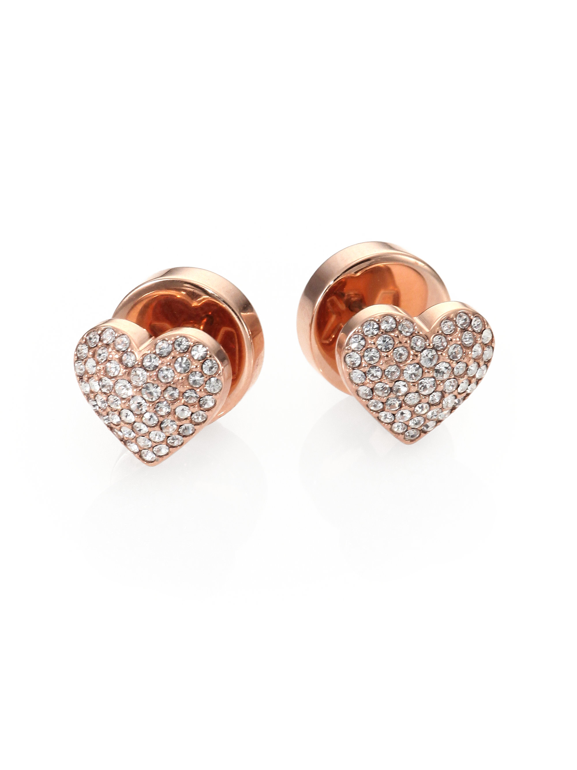 Lyst Michael Kors Pav Eacute Heart Stud Earrings In Metallic Gallery