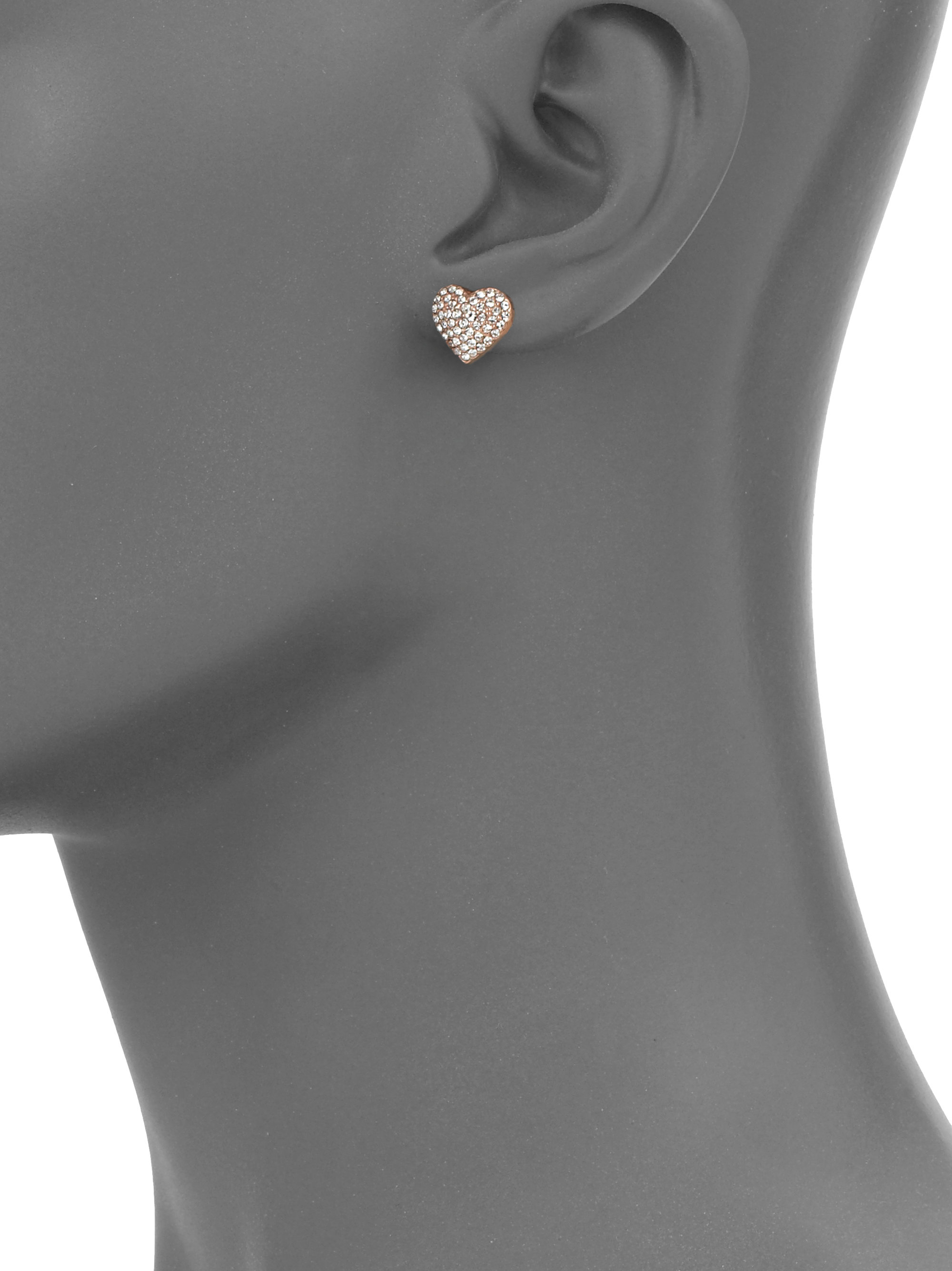 Lyst Michael Kors Pav Eacute Heart Stud Earrings In Metallic Gallery