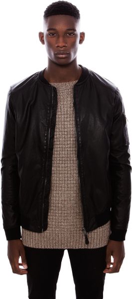 Pull&bear Imitation Leather Jacket in Black for Men | Lyst