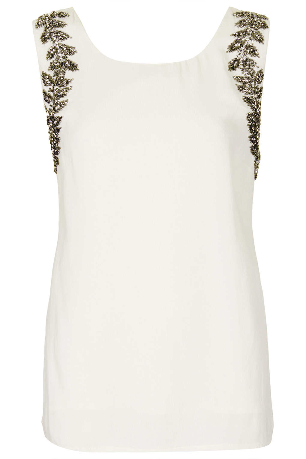 Lyst - Topshop Leaf Embellished Vest in Natural