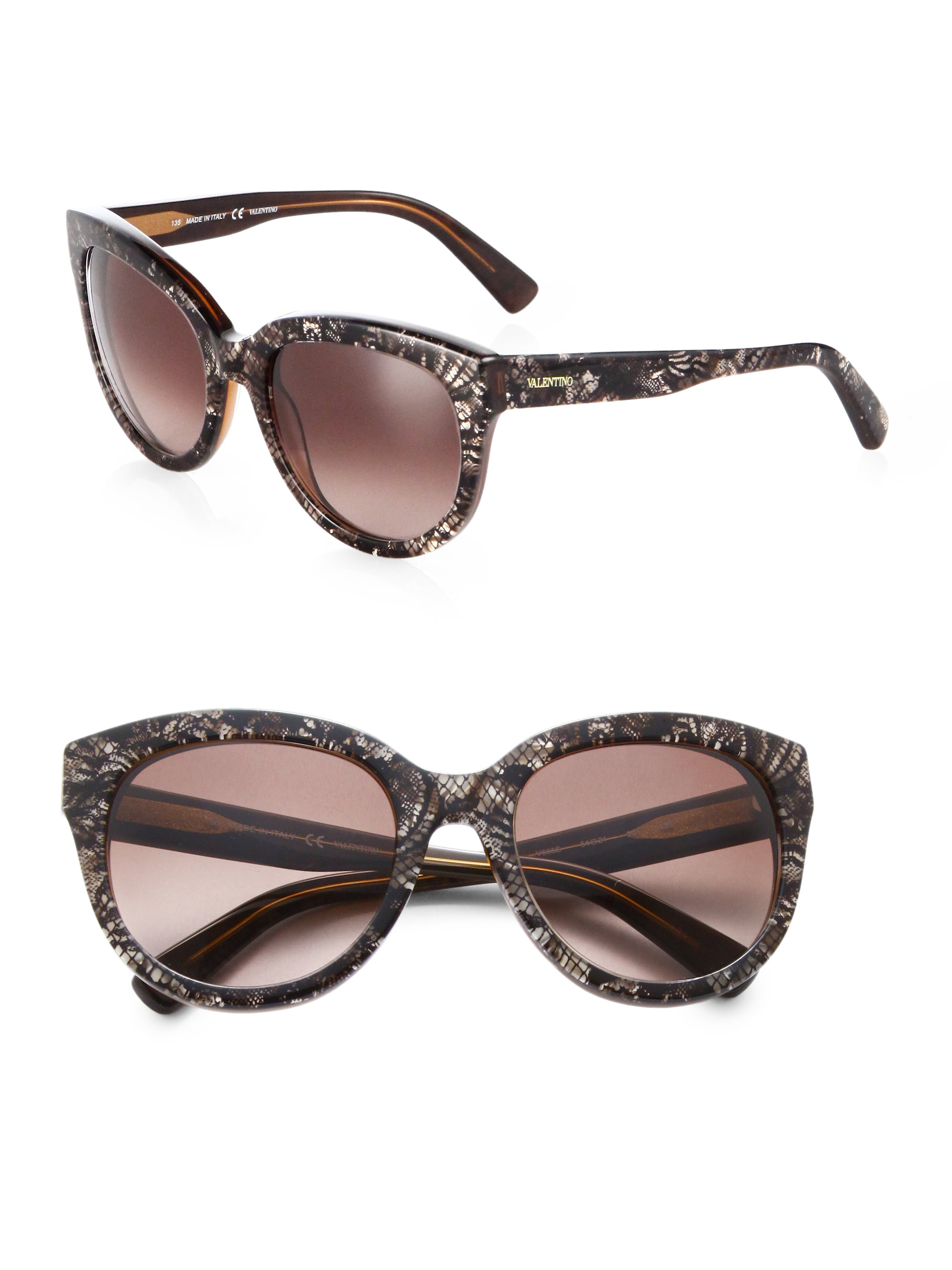 Valentino Oversized Cat'S-Eye Plastic Lace Sunglasses in Black | Lyst