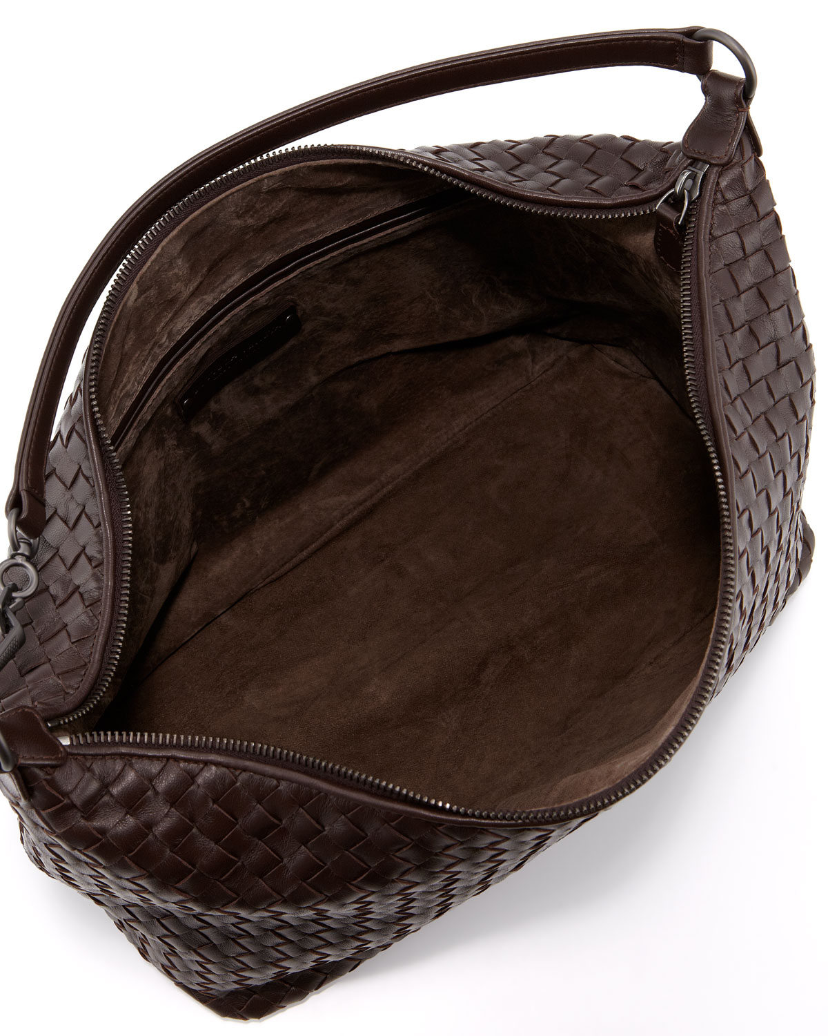 brown woven leather handbag