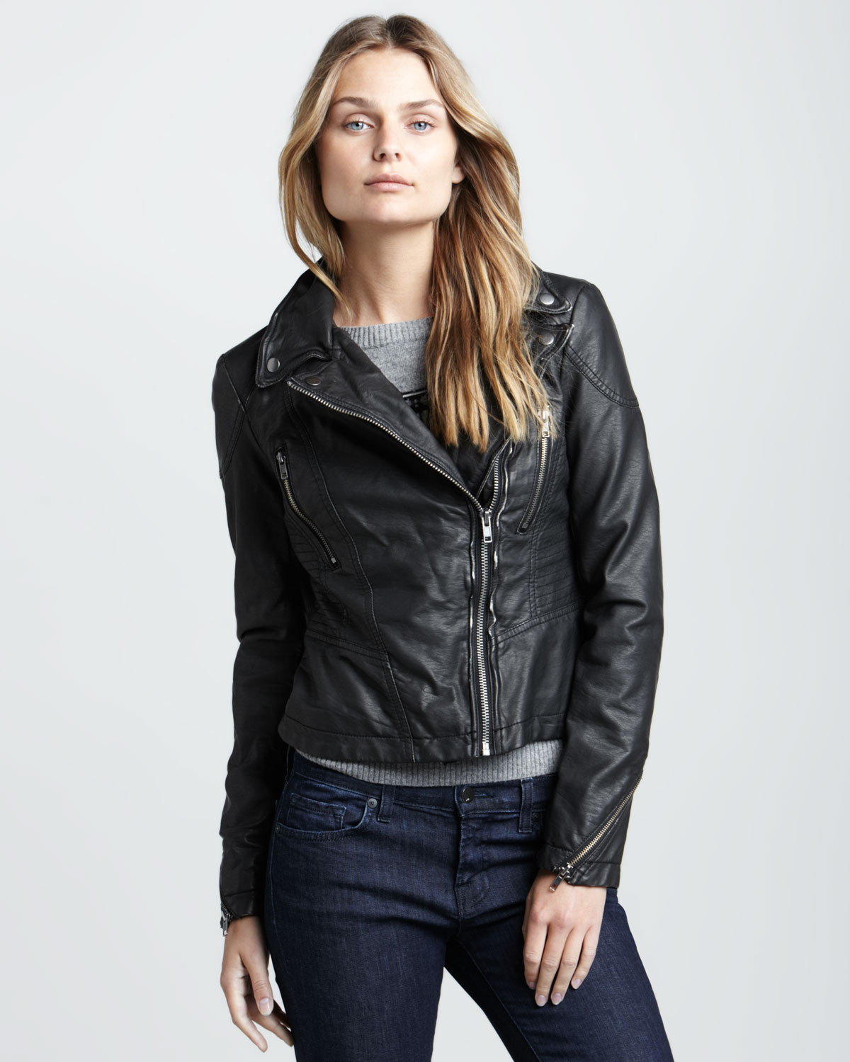 Free People Faux Leather Jacket Cairoamani Com Free People Fauxleather Moto Jacket In Black Lyst