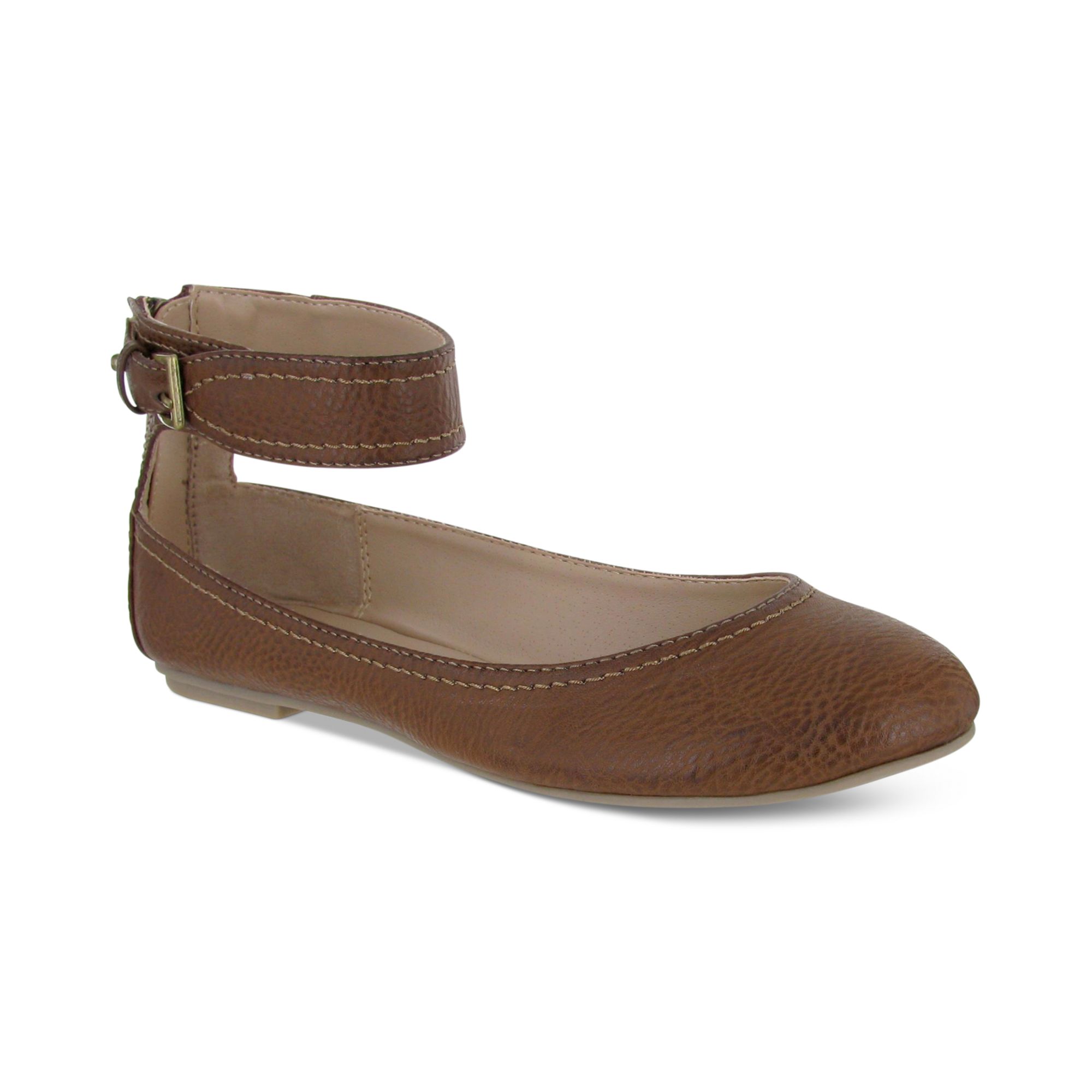 Mia Baguettee Ankle Strap Ballet Flats in Brown (Tan) | Lyst