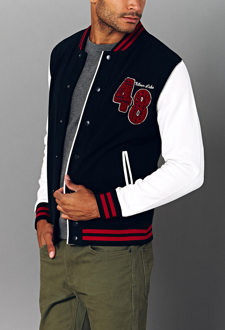 Lyst - Forever 21 East Coast Varsity Jacket in Black for Men